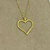 Colar Banhado Dourado - Coração médio vazado de lado cravejado