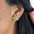 Brinco Folheado a Ouro - Flor com perola e strass no meio - loja online