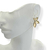 Brinco Folheado a Ouro - Metade folha lisa com strass - Rosana Bijoux 
