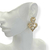 Brinco Bijuteria Dourado - Pino circulo + coração grande com circulo branco - Rosana Bijoux 