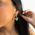 Brinco Bijuteria Dourado - Pino oval + coração Pontudo azul - loja online