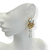 Brinco Folheado a Ouro - Pino de perola média + flor com strass e perolas pendurada - Rosana Bijoux 