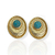 Brinco Folheado a Ouro - Oval textura + Circulo Azul - comprar online