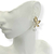 Brinco Folheado a Ouro - 4 pétala + strass no meio com perola pendurada - Rosana Bijoux 