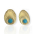 Brinco Bijuteria Dourado - Oval riscado + acrílico Azul na internet