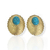 Brinco Bijuteria Dourado - Shape oval Azul na internet