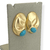 Brinco Bijuteria Dourado - Design com oval Azul