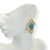 Brinco Bijuteria Dourado - Retângulo oval Azul - Rosana Bijoux 