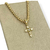 Colar Banhado Dourado - Corrente veneziana + Crucifixo vazado cravejado de zircônia