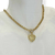 Colar Banhado Dourado - Corrente veneziana + Coração vazado em corações cravejado - comprar online