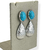 Brinco Folheado a Prata - Pino oval Azul +gota grande textura