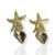 Brinco Bijuteria Dourado - Pino estrela grande trabalhada + concha na internet