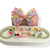 Conjunto infantil laço + kit de pulseiras - Galinha de saia Rosa