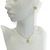 Conjunto colar + brinco folheado a ouro - Coração acrílico com borda (Cristal) - loja online