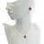 Conjunto colar + brinco Gota com borda - Pink - loja online