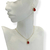 Conjunto folheado a ouro - colar + brinco Gota com borda - Rubi - loja online