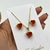 Conjunto colar + brinco Folheado a ouro - Coração com borda - Vermelho claro