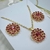 Conjunto colar + Brinco folhado a ouro - ponteira média - Rosa - loja online