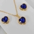 Conjunto folheado a ouro - colar + brinco Coração acrílico com borda - Safira - comprar online