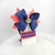 Conjunto infantil laço + kit de pulseiras - Azul Marinho com Laranja e Coroa