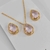 Conjunto colar + brinco folheado a ouro - Gota com borda - Rosa - comprar online