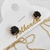 Conjunto colar + brinco circulo de vidro - Preto na internet
