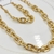 Conjunto Colar + Pulseira Banhada - Elo cadeado Grosso Redondo