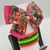Conjunto infantil laço + kit de pulseiras - Moana Verde Neon com Pink