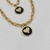Conjunto Colar + Pulseira elo pequeno Coração esmaltado - Preto