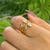 Anel folheado a ouro - 2 corações liso + 2 Mini oval de zircônia