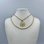 Colar Choker Duplo veneziana fina -Árvore da vida resinada (Pérola)