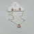Conjunto colar + brinco Folheado a ouro - Gota de Vidro 42 cm - Rosa - loja online