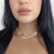 Colar choker Folheado a prata - Coração liso com Risco vazado no Meio - comprar online