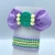 Conjunto infantil laço + kit de pulseiras - Com pin Granulado (Turquesa) Pompom - Rosana Bijoux 
