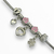 Pulseira de berloque Bijuteria - Coração pequeno + coração vazado + trevo riscado (Rosa)