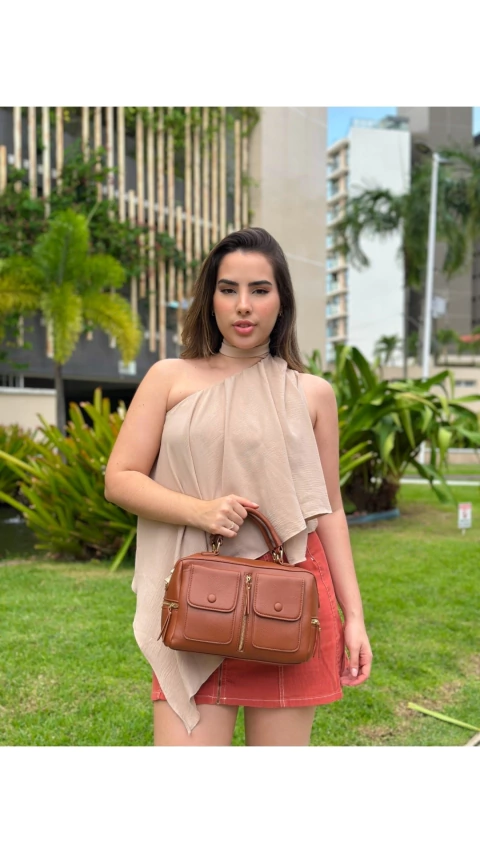 Bolsa Feminina Média Baú Elegance Marrom