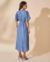 VESTIDO MIDI COM FIOS dourados AZUL CELESTE SOPHIA - Incentive