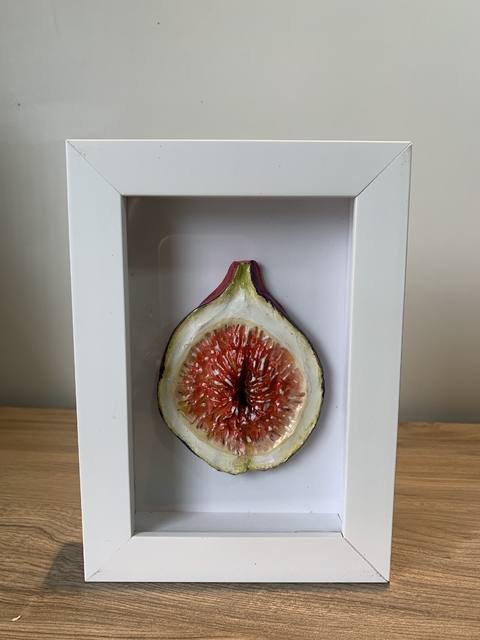Mini Quadro Escultura Figo em moldura caixa