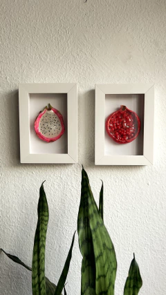 Kit 2 Mini Quadros Escultura Frutas em moldura caixa - Luiza Vergilio Co.