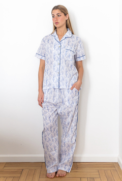 Pijama camisa Lillys of the valley (celeste) poplin largo