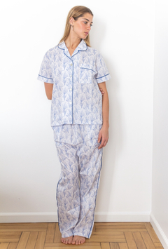 Pijama camisa Lillys of the valley (celeste) poplin largo - comprar online