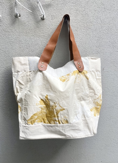 Bolso manija de cuero (flores)