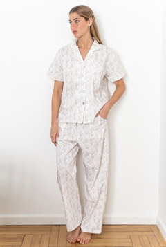 Pijama camisa Lillys of the valley (beige) poplin largo - comprar online