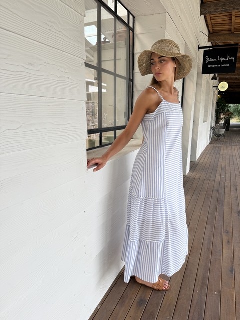 Vestido rayas celeste - comprar online