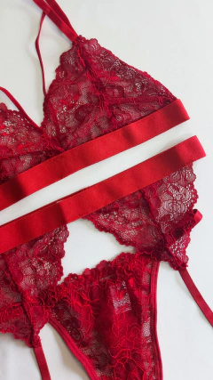 Conjunto Desejo com Cinta Liga Vermelho. Ref. 1131 - loja online