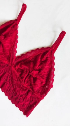 Top LUV Sutiã Renda Vermelho Sem Bojo. Ref. 1094 - Momentu´s lingeries