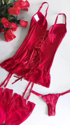 Espartilho Vênus Completo Vermelho. Ref 306