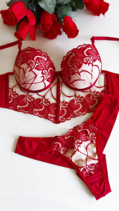 Lingerie Enamorados Vermelho/Branco. Ref 1248 - comprar online