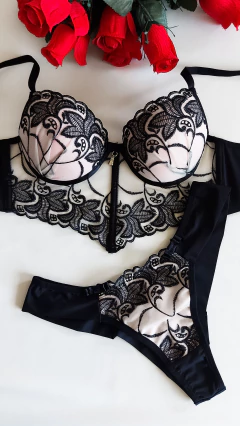 Lingerie Enamorados Preto/Branco. Ref 1248 - comprar online