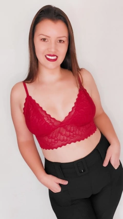 Top LUV Sutiã Renda Vermelho Sem Bojo. Ref. 1094
